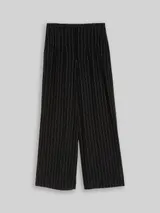 TOM TAILOR DENIM Damen Wide Leg Hose mit Leinenanteil, schwarz, Gestreift – Bild 3