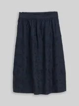 TOM TAILOR Damen High Waist Midi-Rock mit Stickerei, blau, Uni – Bild 3