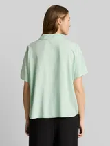 TOM TAILOR DENIM Damen Bluse aus Viskose, grün, Uni – Bild 5