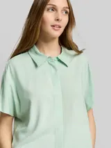 TOM TAILOR DENIM Damen Bluse aus Viskose, grün, Uni – Bild 6