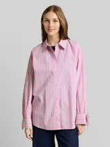 TOM TAILOR DENIM Damen Oversize Hemdbluse mit Streifenmuster, rosa, Gestreift – Bild 4