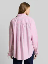 TOM TAILOR DENIM Damen Oversize Hemdbluse mit Streifenmuster, rosa, Gestreift – Bild 5