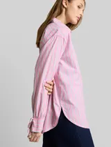 TOM TAILOR DENIM Damen Oversize Hemdbluse mit Streifenmuster, rosa, Gestreift – Bild 6