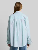 TOM TAILOR DENIM Damen Oversize Hemdbluse mit Streifenmuster, blau, Gestreift – Bild 5