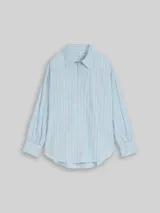 TOM TAILOR DENIM Damen Oversize Hemdbluse mit Streifenmuster, blau, Gestreift – Bild 3