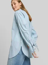 TOM TAILOR DENIM Damen Oversize Hemdbluse mit Streifenmuster, blau, Gestreift – Bild 6