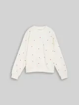 TOM TAILOR DENIM Damen Loose Fit Sweatshirt mit Stickerei, weiß, Uni – Bild 3