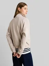 TOM TAILOR DENIM Damen Loose Fit Troyer Sweatshirt aus Scuba, grau, Uni – Bild 5