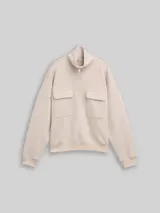 TOM TAILOR DENIM Damen Loose Fit Troyer Sweatshirt aus Scuba, grau, Uni – Bild 3