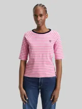 TOM TAILOR DENIM Damen T-Shirt mit Streifenmuster, rosa, Gestreift – Bild 4