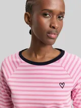 TOM TAILOR DENIM Damen T-Shirt mit Streifenmuster, rosa, Gestreift – Bild 6