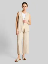 TOM TAILOR Damen Culotte Hose mit Leinenanteil, beige, Meliert – Bild 4