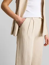 TOM TAILOR Damen Culotte Hose mit Leinenanteil, beige, Meliert – Bild 6