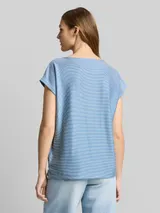 TOM TAILOR DENIM Damen Loose Fit T-Shirt mit Streifenmuster, blau, Gestreift – Bild 5