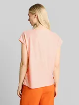 TOM TAILOR DENIM Damen Loose Fit T-Shirt mit Streifenmuster, orange, Gestreift – Bild 5