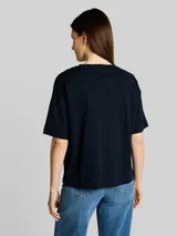 TOM TAILOR Damen T-Shirt mit Schriftzug, blau, Uni – Bild 5