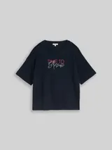 TOM TAILOR Damen T-Shirt mit Schriftzug, blau, Uni – Bild 3