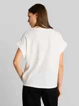 TOM TAILOR Damen Crinkle T-Shirt, weiß, Uni – Bild 5