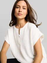 TOM TAILOR Damen Crinkle T-Shirt, weiß, Uni – Bild 6