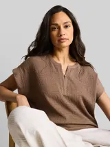 TOM TAILOR Damen Crinkle T-Shirt, braun, Uni – Bild 6