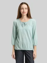TOM TAILOR Damen Blusenshirt mit Streifenmuster, grün, Gestreift – Bild 4