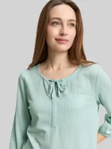 TOM TAILOR Damen Blusenshirt mit Streifenmuster, grün, Gestreift – Bild 6