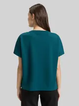TOM TAILOR Damen Loose Fit Scuba T-Shirt mit Brusttasche, grün, Uni – Bild 5