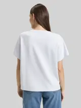 TOM TAILOR Damen Loose Fit Scuba T-Shirt mit Brusttasche, blau, Uni – Bild 5