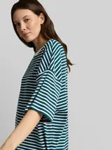 TOM TAILOR Damen Oversize T-Shirt mit Streifenmuster, grün, Gestreift – Bild 6