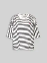 TOM TAILOR Damen Oversize T-Shirt mit Streifenmuster, weiß, Gestreift – Bild 3
