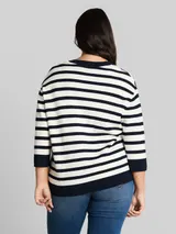TOM TAILOR Damen Plus Size - Loose Fit Cardigan mit Streifenmuster, blau, Gestreift – Bild 5