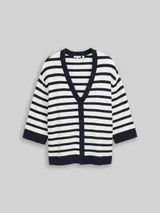 TOM TAILOR Damen Plus Size - Loose Fit Cardigan mit Streifenmuster, blau, Gestreift – Bild 3