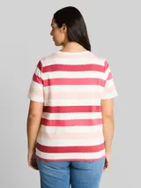 TOM TAILOR Damen Plus Size - T-Shirt aus Baumwolle, rot, Uni – Bild 5