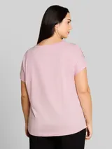 TOM TAILOR Damen Plus Size - T-Shirt im Material-Mix, rosa, Geblümt – Bild 5