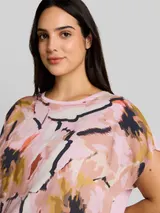 TOM TAILOR Damen Plus Size - T-Shirt im Material-Mix, rosa, Geblümt – Bild 6