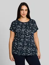 TOM TAILOR Damen Plus Size - T-Shirt im Material-Mix, blau, Gepunktet – Bild 4