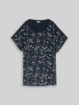 TOM TAILOR Damen Plus Size - T-Shirt im Material-Mix, blau, Gepunktet – Bild 3