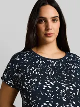 TOM TAILOR Damen Plus Size - T-Shirt im Material-Mix, blau, Gepunktet – Bild 6