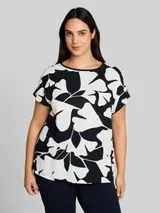 TOM TAILOR Damen Plus Size - T-Shirt im Material-Mix, blau, Gemustert – Bild 4