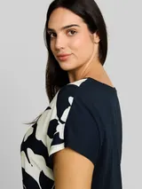TOM TAILOR Damen Plus Size - T-Shirt im Material-Mix, blau, Gemustert – Bild 6