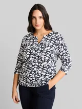 TOM TAILOR Damen Plus Size - Langarmshirt mit Muster, blau, Gemustert – Bild 4