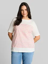 TOM TAILOR Damen Plus Size - T-Shirt mit Streifenmuster, weiß, Uni – Bild 4