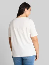 TOM TAILOR Damen Plus Size - T-Shirt mit Streifenmuster, weiß, Uni – Bild 5