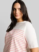 TOM TAILOR Damen Plus Size - T-Shirt mit Streifenmuster, weiß, Uni – Bild 6