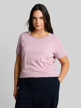 TOM TAILOR Damen Plus Size - T-Shirt aus Baumwolle, rosa, Uni – Bild 4