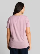 TOM TAILOR Damen Plus Size - T-Shirt aus Baumwolle, rosa, Uni – Bild 5