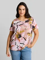 TOM TAILOR Damen Plus Size - T-Shirt aus Baumwolle, rosa, Geblümt – Bild 4