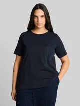 TOM TAILOR Damen Plus Size - Boxy Fit T-Shirt mit Brusttasche, blau, Uni – Bild 4
