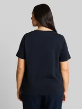 TOM TAILOR Damen Plus Size - Boxy Fit T-Shirt mit Brusttasche, blau, Uni – Bild 5
