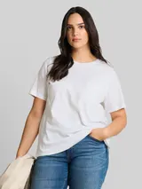 TOM TAILOR Damen Plus Size - Boxy Fit T-Shirt mit Brusttasche, weiß, Uni – Bild 4